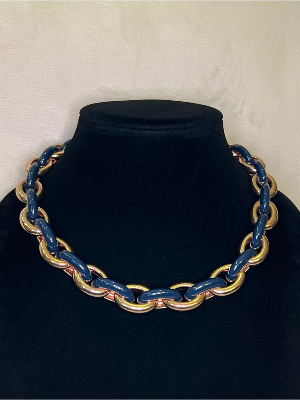 Coldwater Creek Navy and Gold Tone Chain Link Necklace